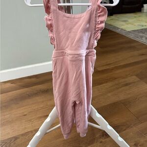 Little Sleepies Soft Pink Ruffled Overalls